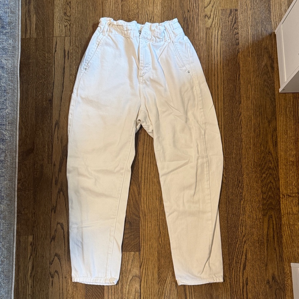 Zara Cream Elastic Waist Pants